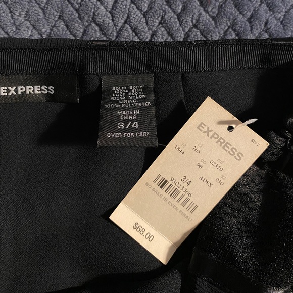 Express black silk and lace midi pencil skirt size 3/4 NWT - Picture 4 of 4